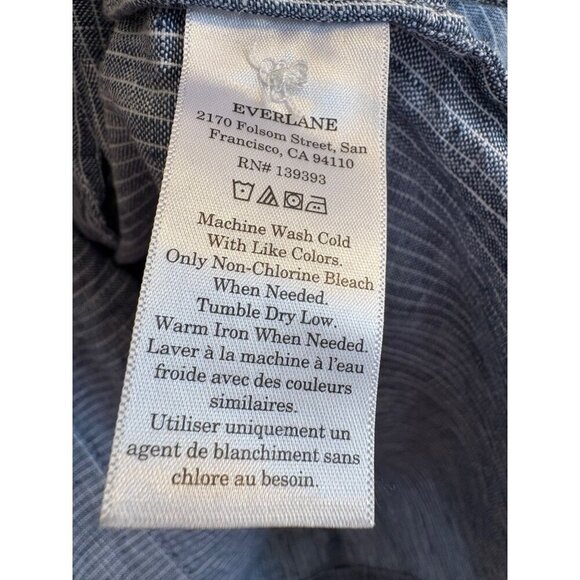 Everlane Linen Gray Pinstriped Short Sleeve Mini Shirt Dress Small - Picture 5 of 6